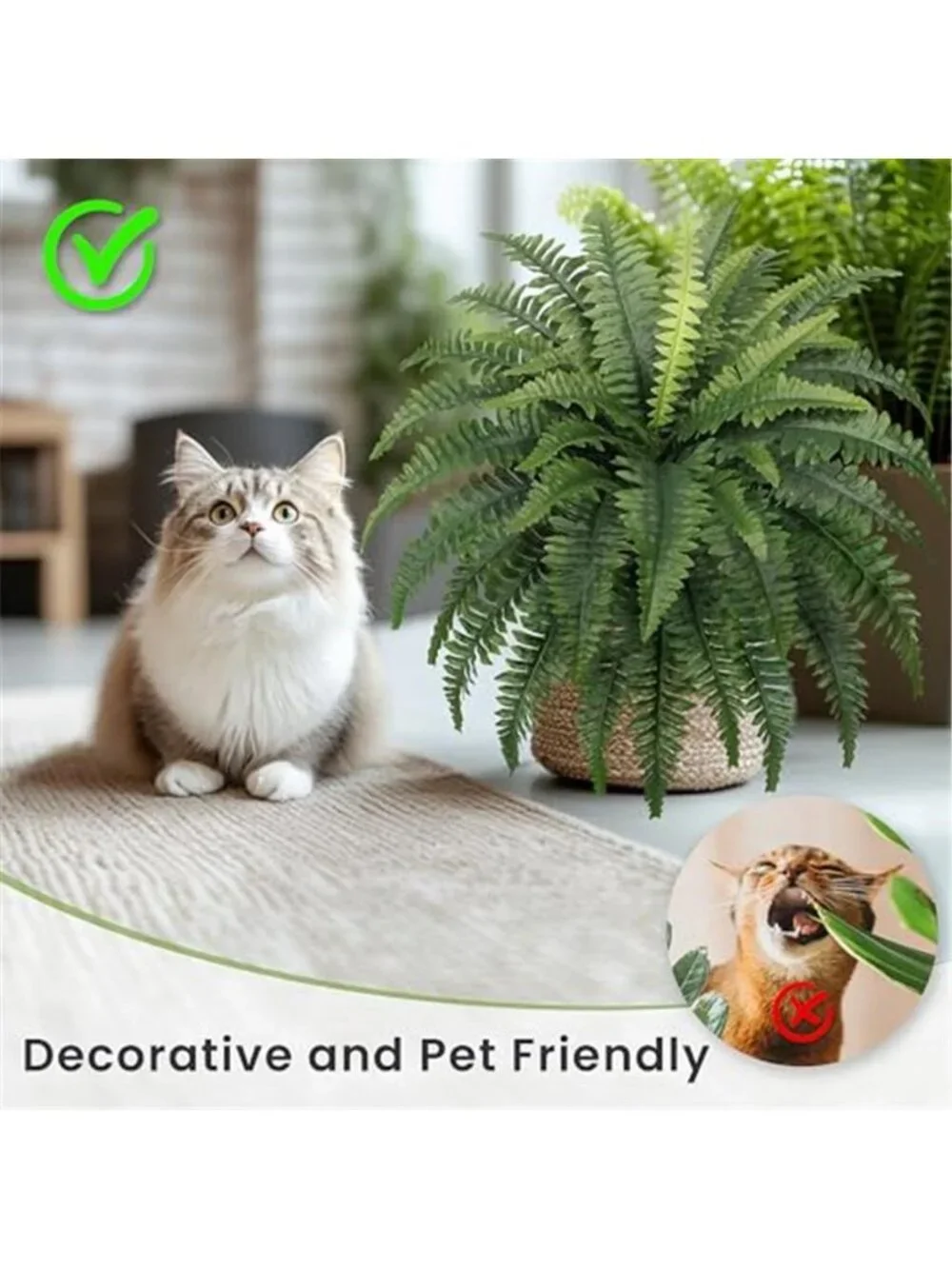 Artificial Boston Fern Plants UV Resistant Faux Hanging Greenery 2 Pack Decor